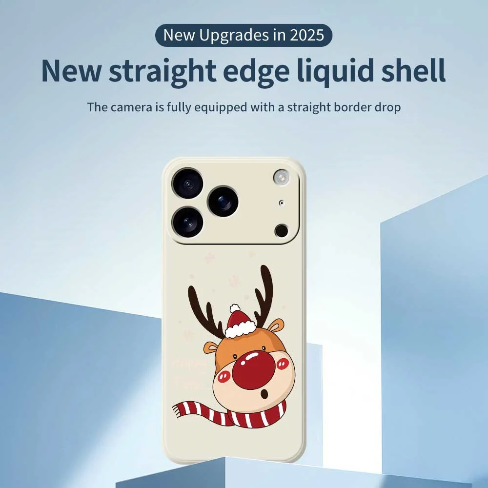 For iPhone 17 Pro Max Case Deer Head Pattern Printing Straight Edge TPU Phone Back Cover - Black - Image 2