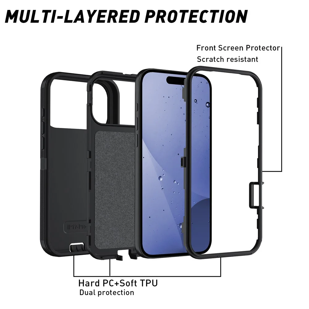 For iPhone 17 Pro Max Case Detachable PC + TPU Drop-Proof Back Cover - Black - Image 2
