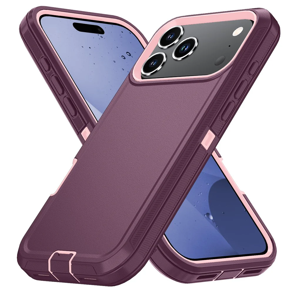 For iPhone 17 Pro Max Case Detachable PC + TPU Drop-Proof Back Cover - Wine Red / Pink - Image 4