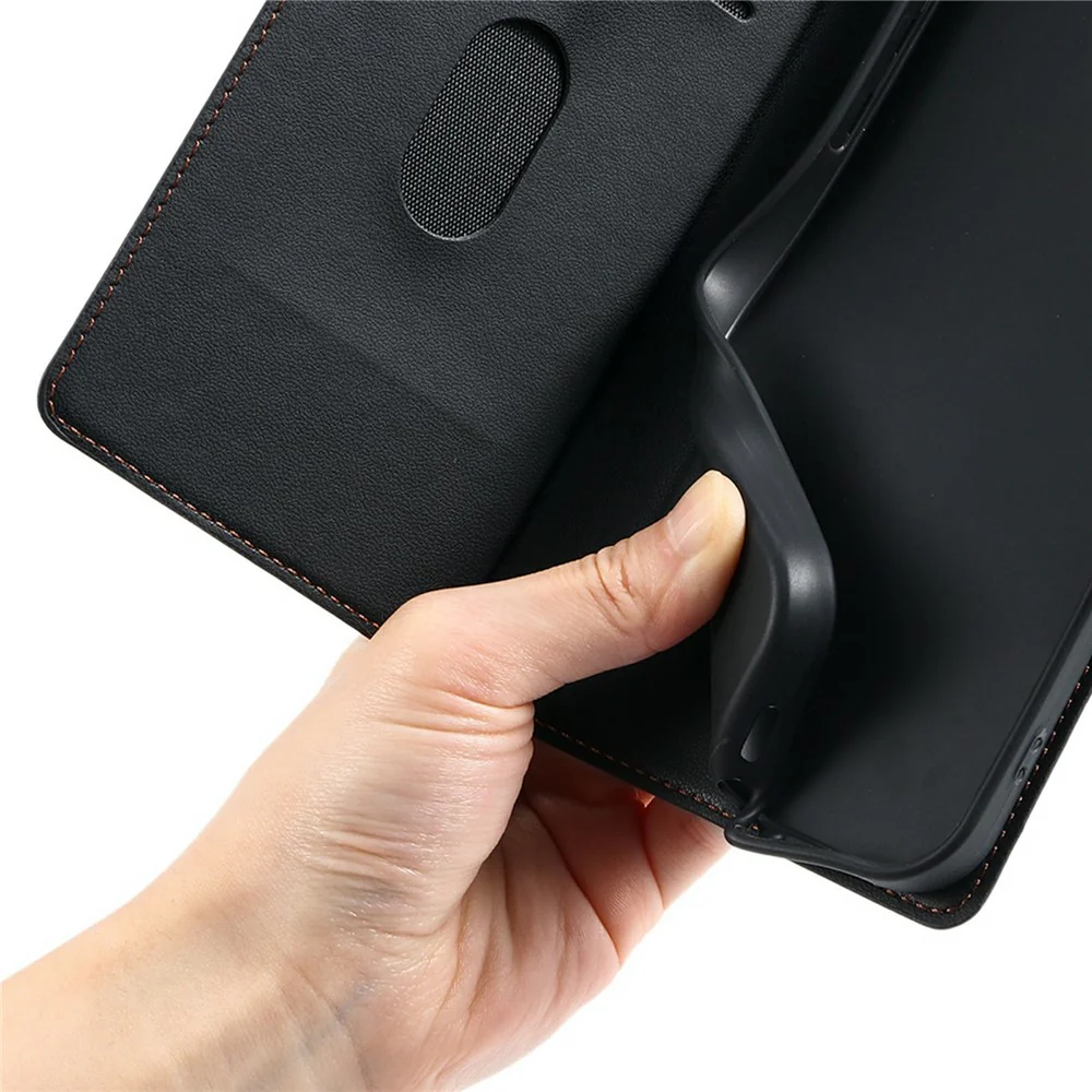 For iPhone 17 Pro Max Case Dots Imprinted PU Leather Flip Phone Cover with Card Slot, Strap - Black - Image 8