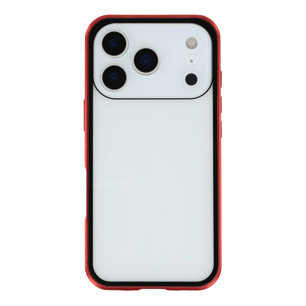 For iPhone 17 Pro Max Case Double-Sided Tempered Glass Magnetic Clear Phone Cover - Red - Image 4