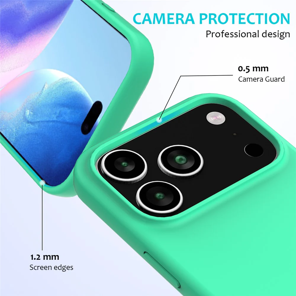 For iPhone 17 Pro Max Case Drop Proof Liquid Silicone Soft Lining Back Phone Cover - Green - Image 2