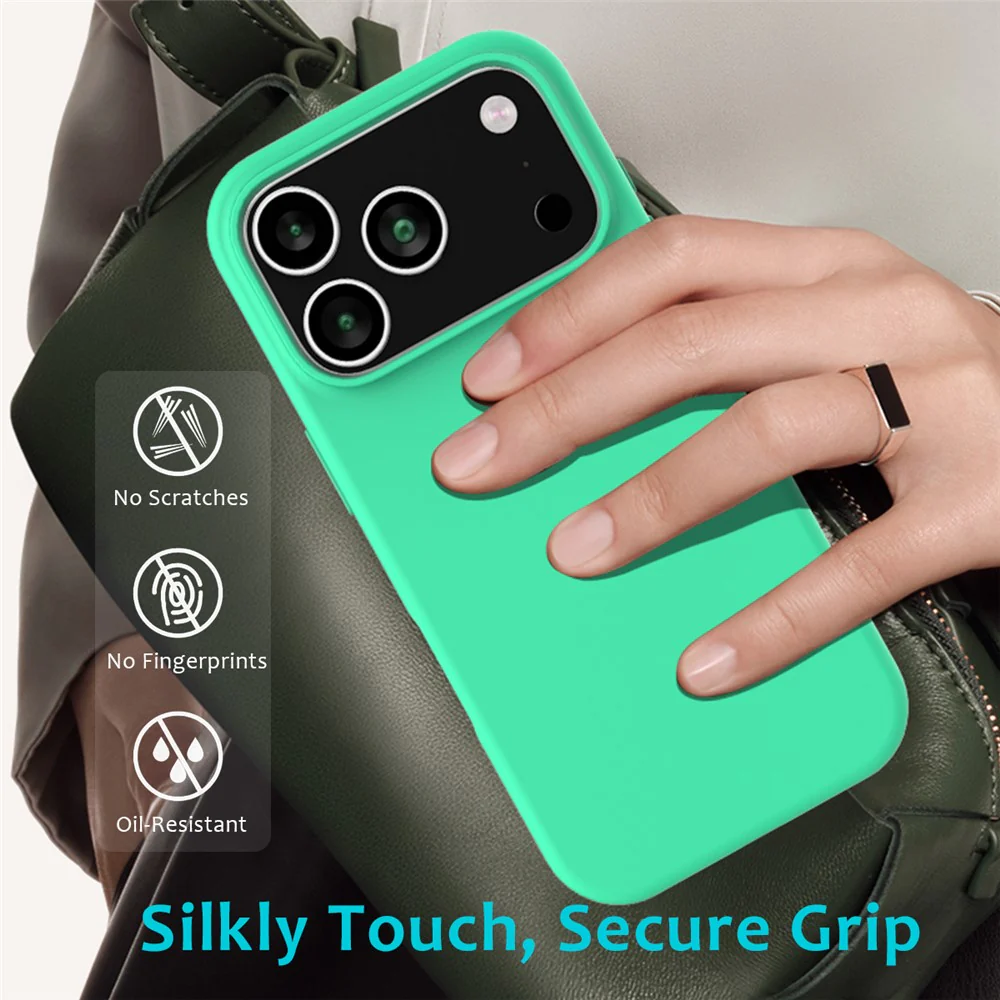 For iPhone 17 Pro Max Case Drop Proof Liquid Silicone Soft Lining Back Phone Cover - Green - Image 7
