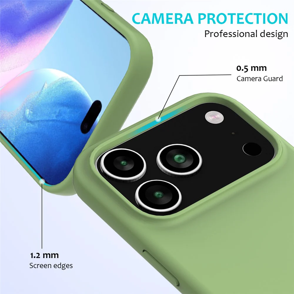 For iPhone 17 Pro Max Case Drop Proof Liquid Silicone Soft Lining Back Phone Cover - Mint Green - Image 2