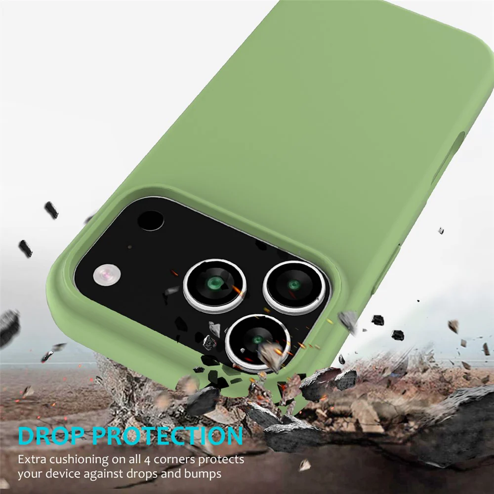 For iPhone 17 Pro Max Case Drop Proof Liquid Silicone Soft Lining Back Phone Cover - Mint Green - Image 3
