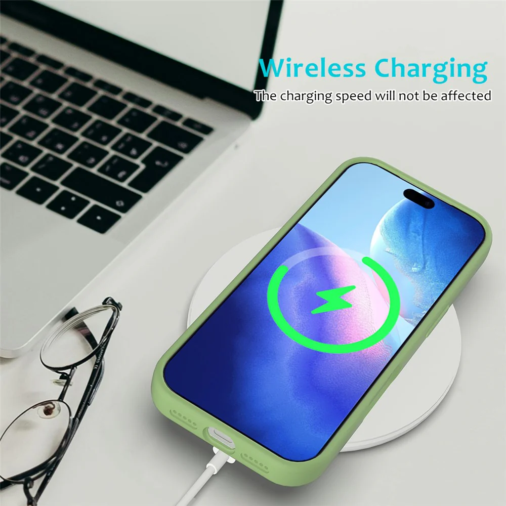For iPhone 17 Pro Max Case Drop Proof Liquid Silicone Soft Lining Back Phone Cover - Mint Green - Image 5