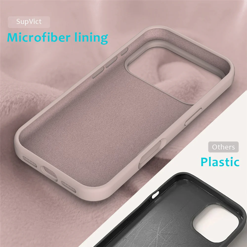 For iPhone 17 Pro Max Case Drop Proof Liquid Silicone Soft Lining Back Phone Cover - Pink - Image 6