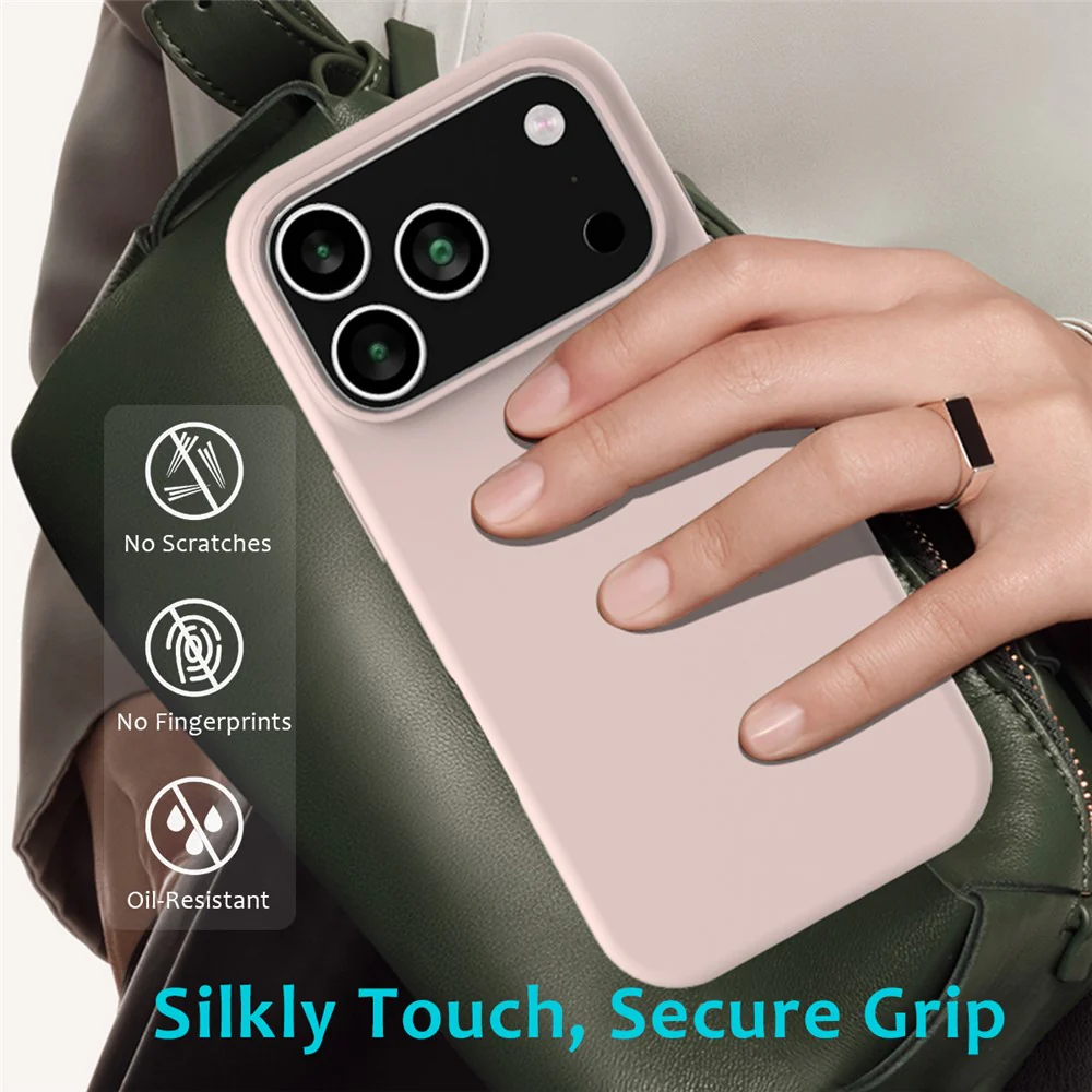 For iPhone 17 Pro Max Case Drop Proof Liquid Silicone Soft Lining Back Phone Cover - Pink - Image 7