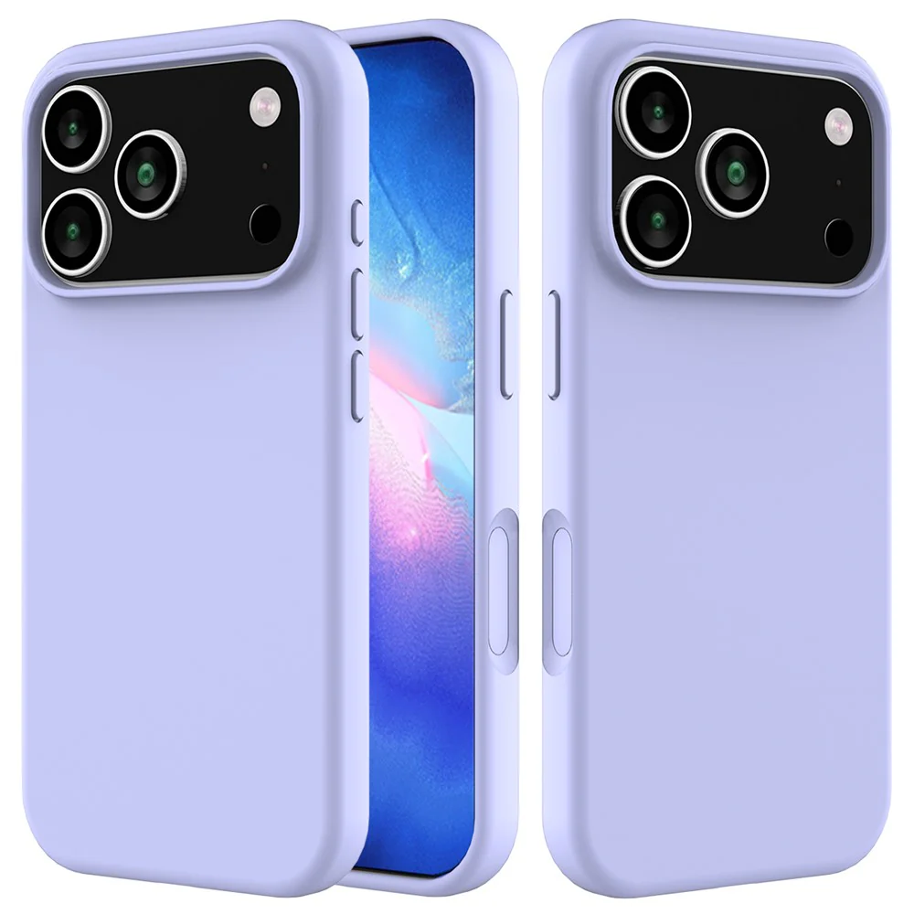 For iPhone 17 Pro Max Case Drop Proof Liquid Silicone Soft Lining Back Phone Cover - Purple