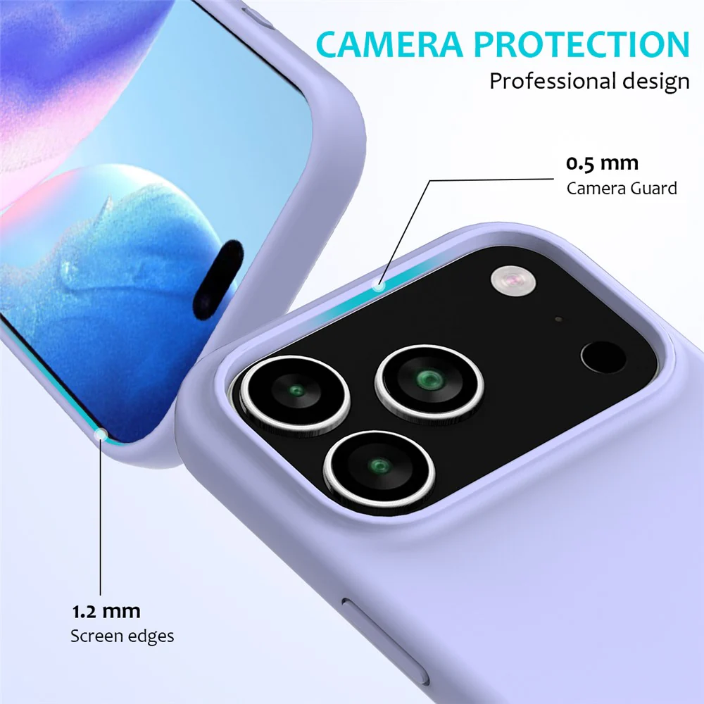 For iPhone 17 Pro Max Case Drop Proof Liquid Silicone Soft Lining Back Phone Cover - Purple - Image 2