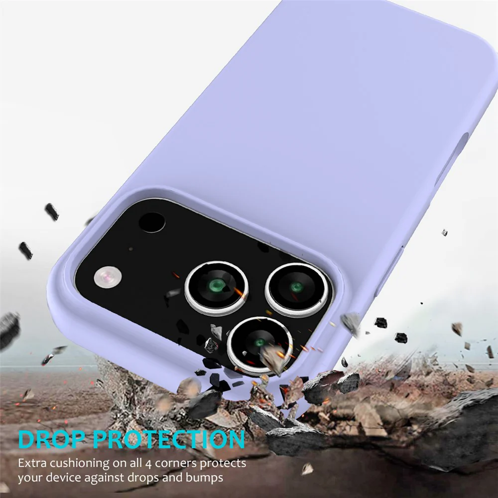 For iPhone 17 Pro Max Case Drop Proof Liquid Silicone Soft Lining Back Phone Cover - Purple - Image 3