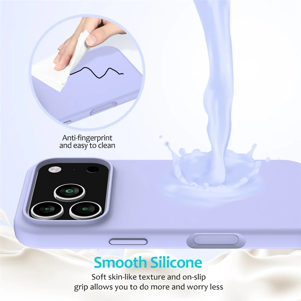 For iPhone 17 Pro Max Case Drop Proof Liquid Silicone Soft Lining Back Phone Cover - Purple - Image 4
