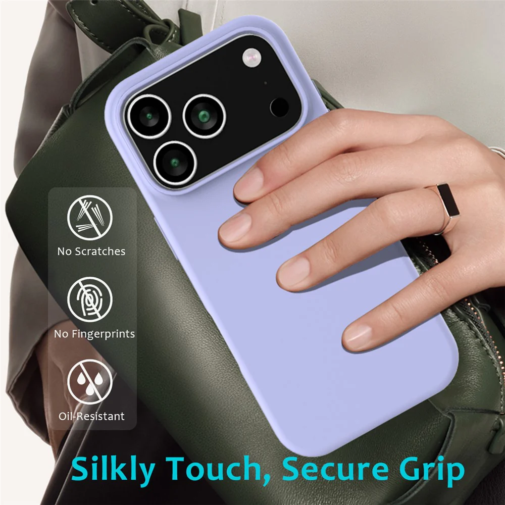 For iPhone 17 Pro Max Case Drop Proof Liquid Silicone Soft Lining Back Phone Cover - Purple - Image 7