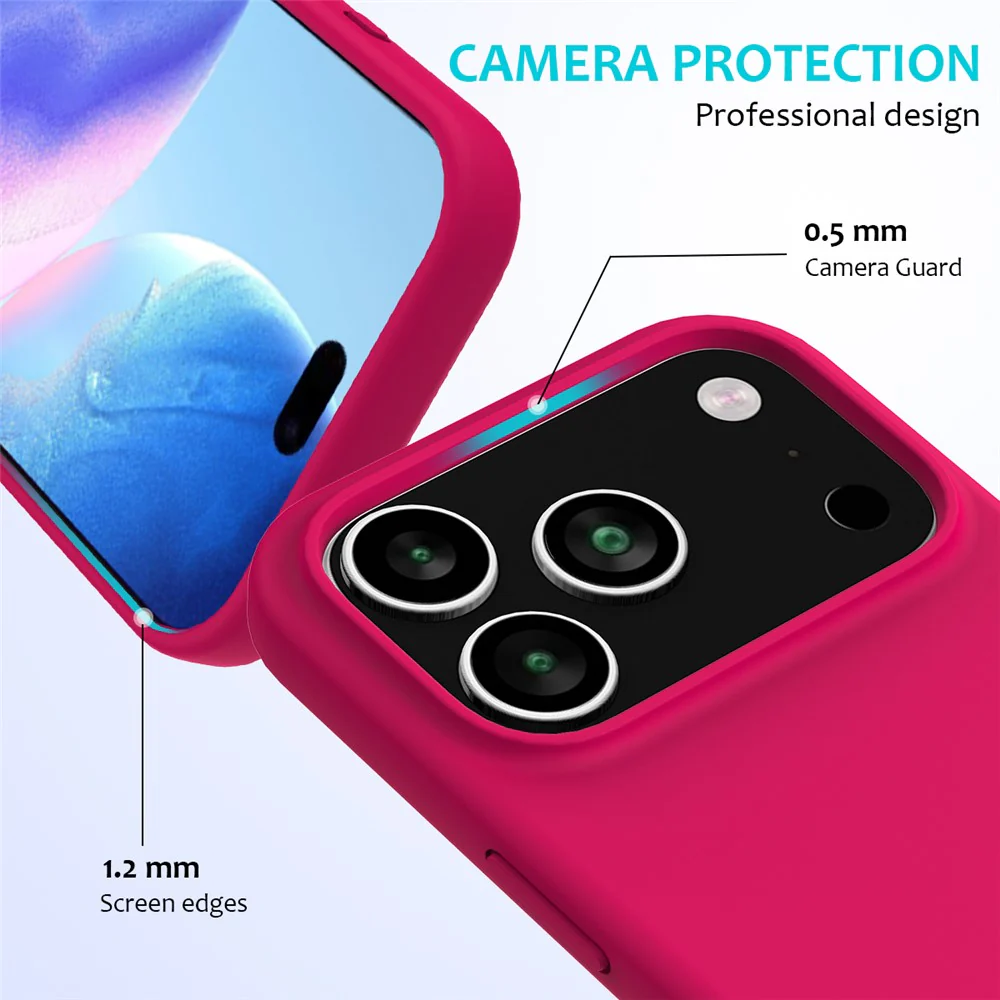 For iPhone 17 Pro Max Case Drop Proof Liquid Silicone Soft Lining Back Phone Cover - Rose - Image 2