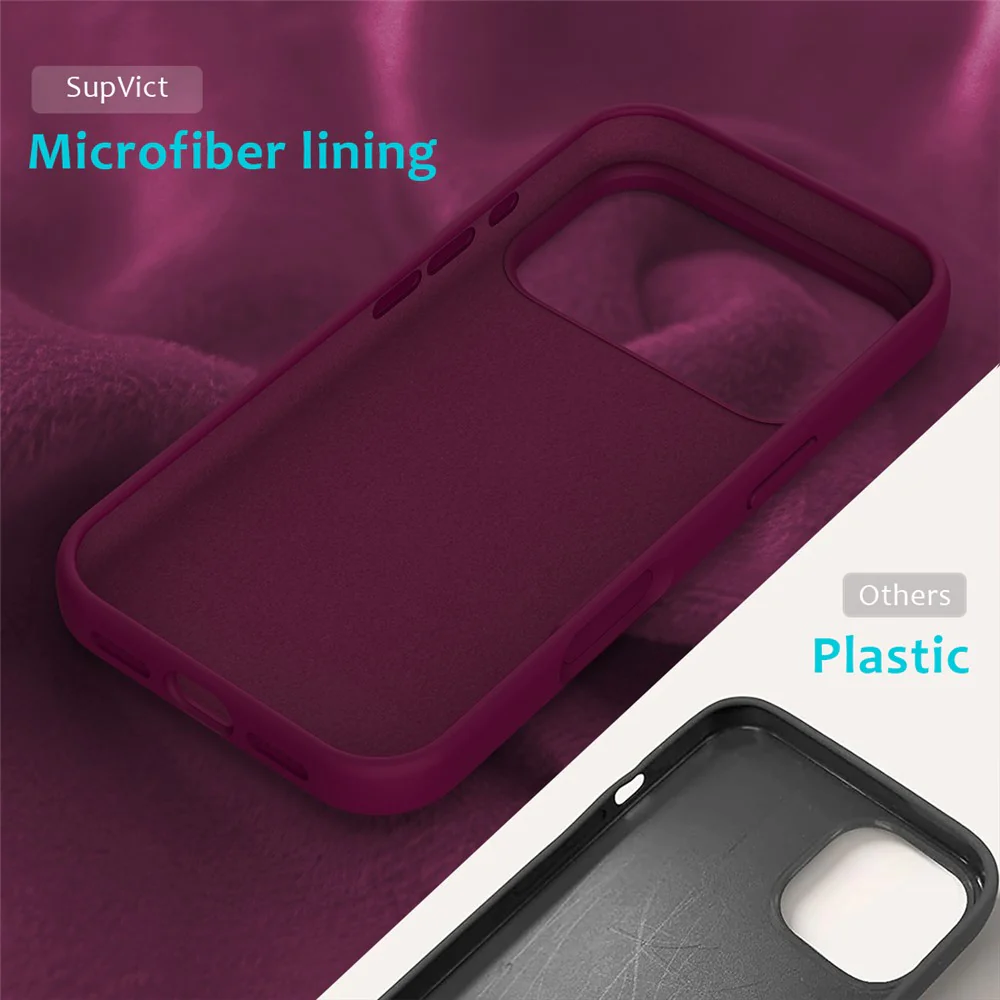 For iPhone 17 Pro Max Case Drop Proof Liquid Silicone Soft Lining Back Phone Cover - Wine Red - Image 6