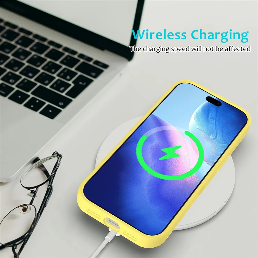 For iPhone 17 Pro Max Case Drop Proof Liquid Silicone Soft Lining Back Phone Cover - Yellow - Image 5