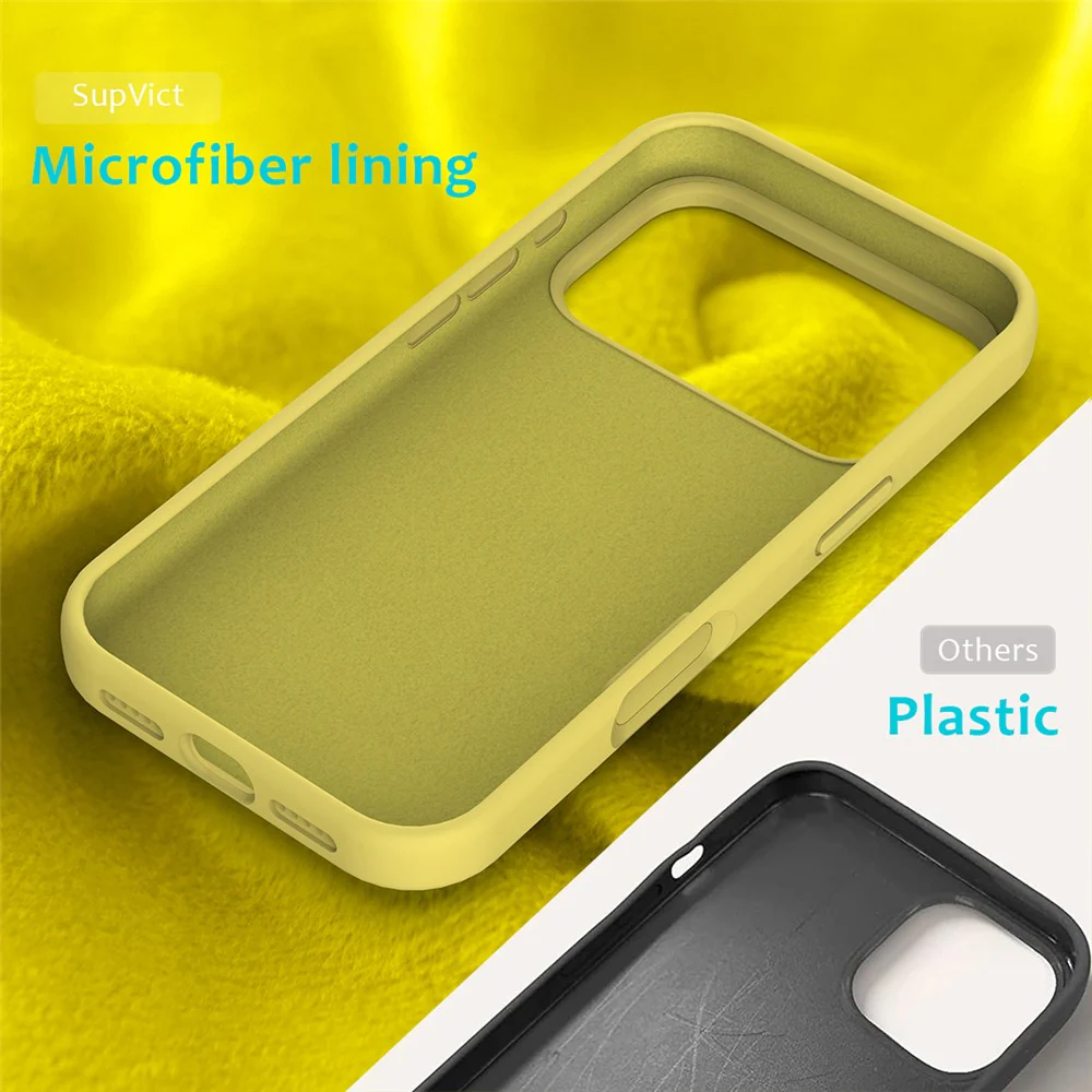 For iPhone 17 Pro Max Case Drop Proof Liquid Silicone Soft Lining Back Phone Cover - Yellow - Image 6
