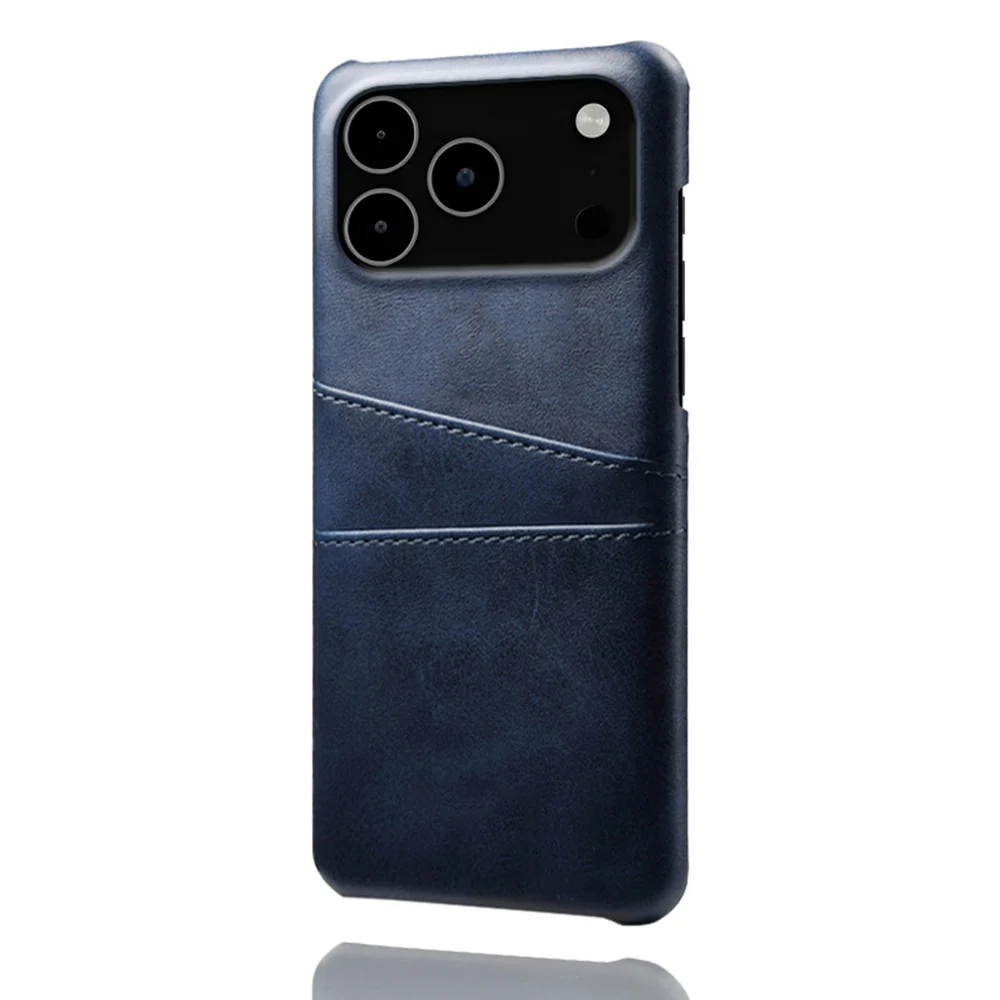 For iPhone 17 Pro Max Case Dual Card Slots PU Leather + Hard PC Phone Cover - Blue - Image 4