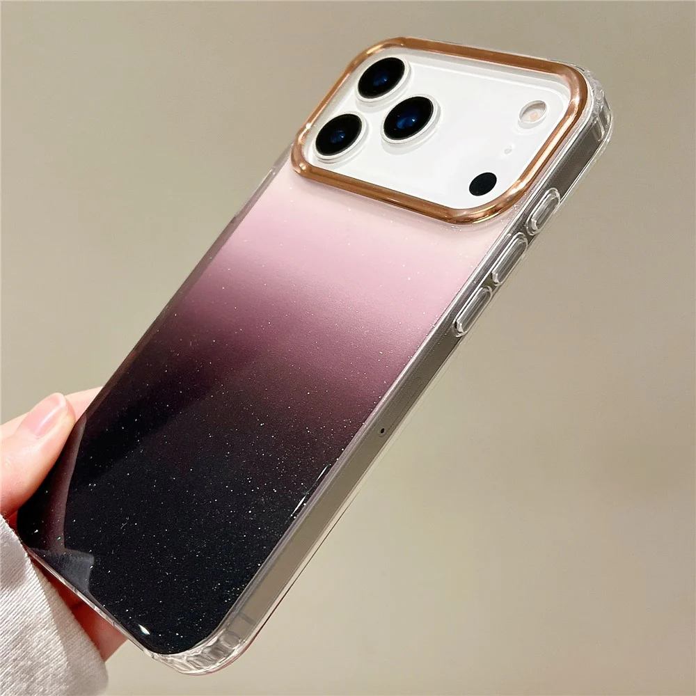 For iPhone 17 Pro Max Case Dual Color Gradient Electroplated Protective TPU Phone Cover - Black Blue - Image 3