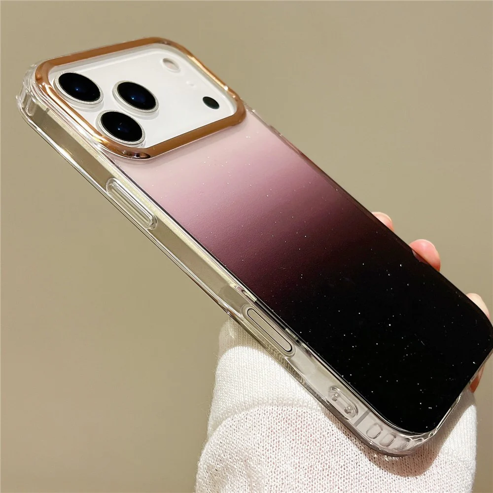 For iPhone 17 Pro Max Case Dual Color Gradient Electroplated Protective TPU Phone Cover - Black Clear - Image 2