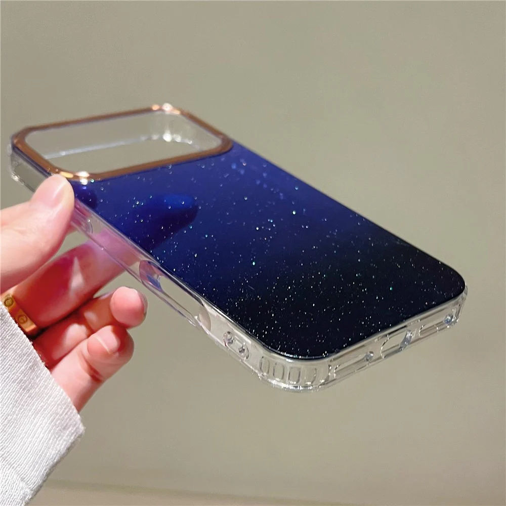 For iPhone 17 Pro Max Case Dual Color Gradient Electroplated Protective TPU Phone Cover - Blue Cyan - Image 5