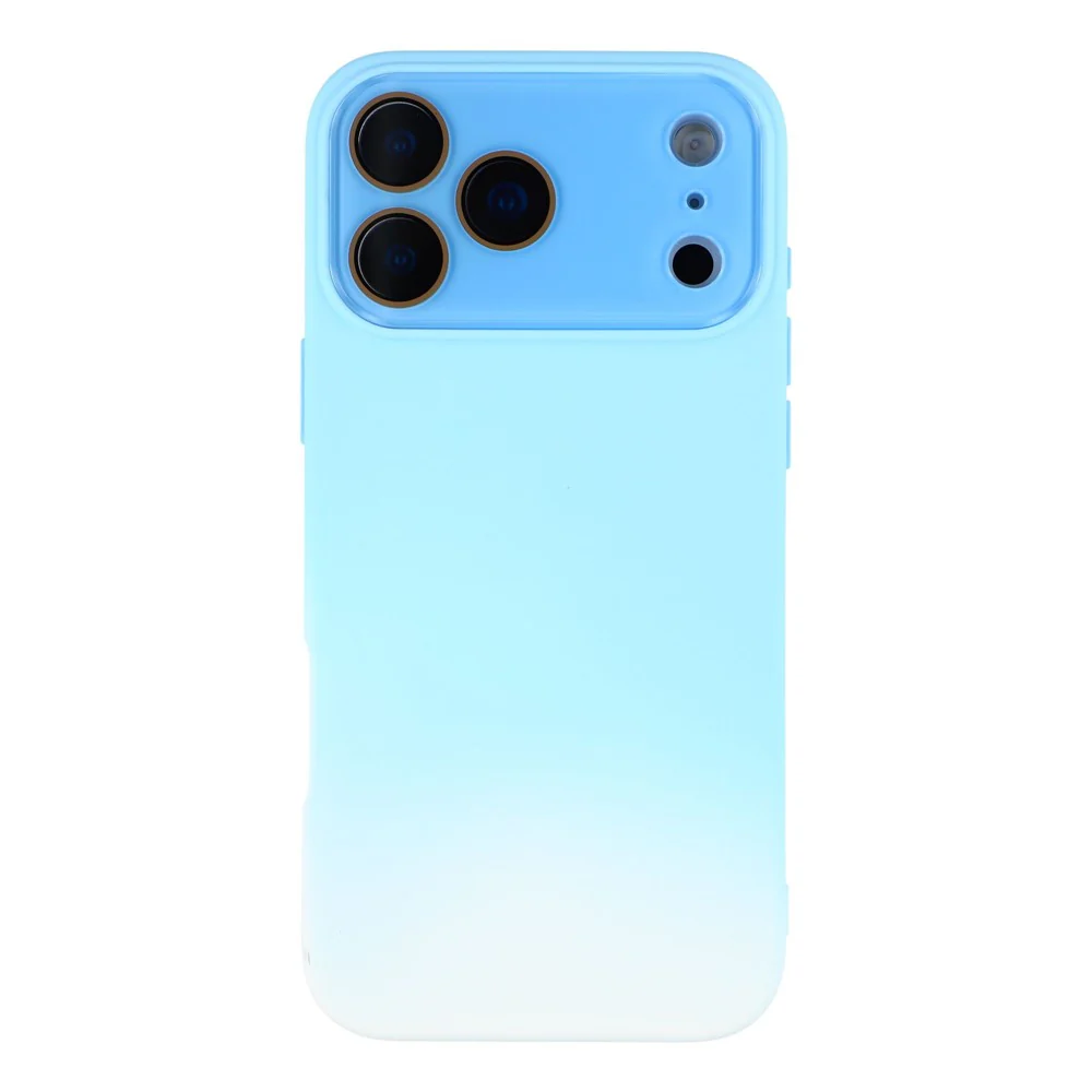 For iPhone 17 Pro Max Case Dual-Color Gradient TPU + Fiber Lining Phone Cover with Lens Protector - Blue Gradient - Image 3