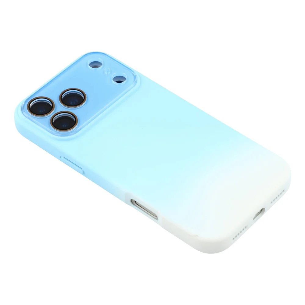 For iPhone 17 Pro Max Case Dual-Color Gradient TPU + Fiber Lining Phone Cover with Lens Protector - Blue Gradient - Image 4