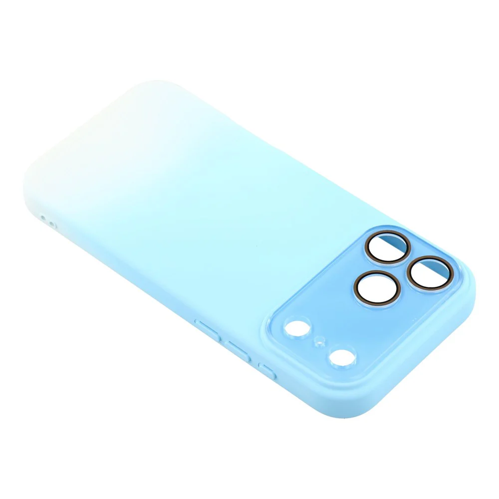 For iPhone 17 Pro Max Case Dual-Color Gradient TPU + Fiber Lining Phone Cover with Lens Protector - Blue Gradient - Image 5
