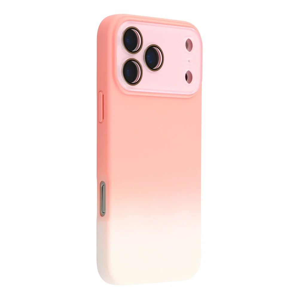 For iPhone 17 Pro Max Case Dual-Color Gradient TPU + Fiber Lining Phone Cover with Lens Protector - Orange Gradient