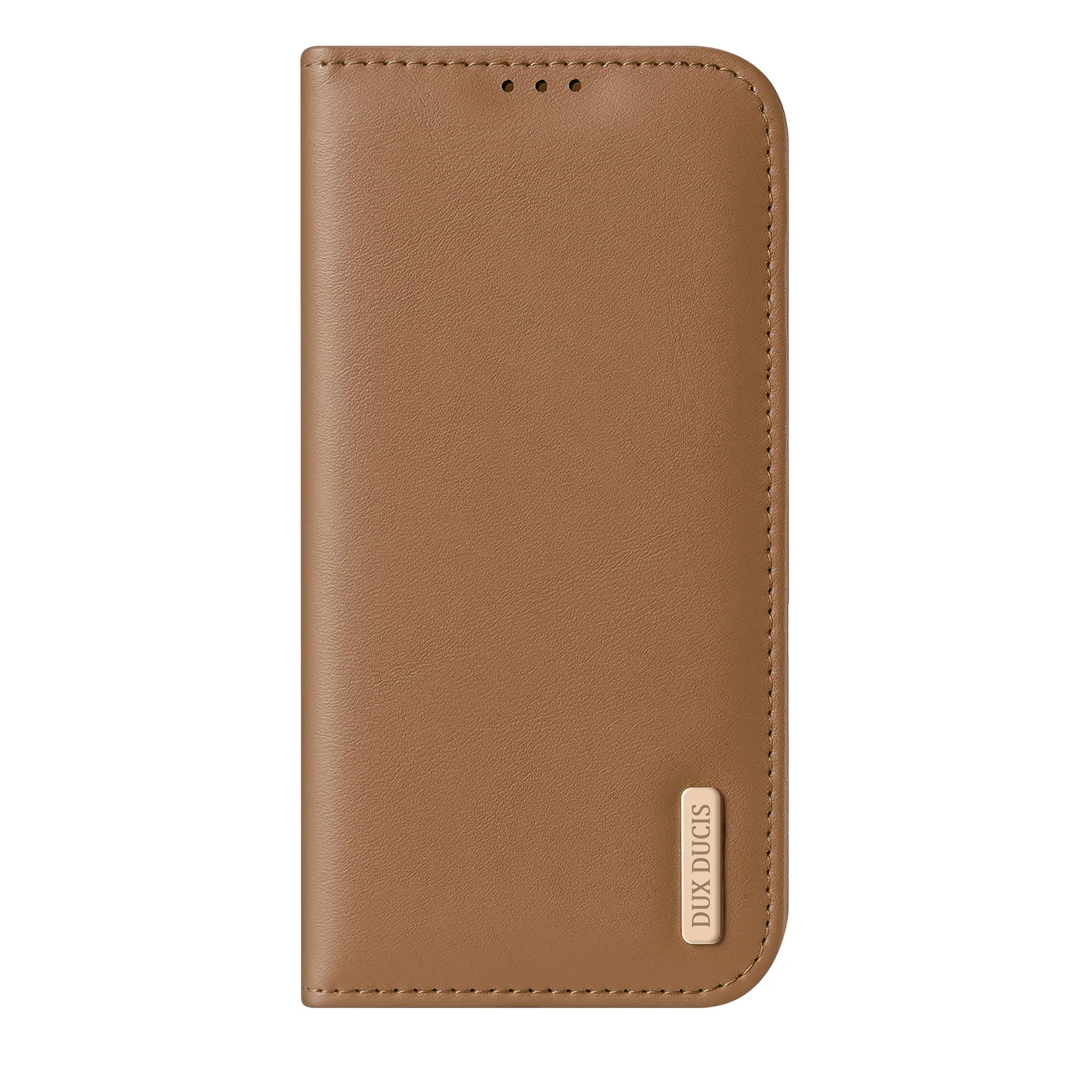 For iPhone 17 Pro Max Case DUX DUCIS Hivo Series Cowhide Leather RFID Blocking Wallet Stand Flip Phone Cover - Brown - Image 2