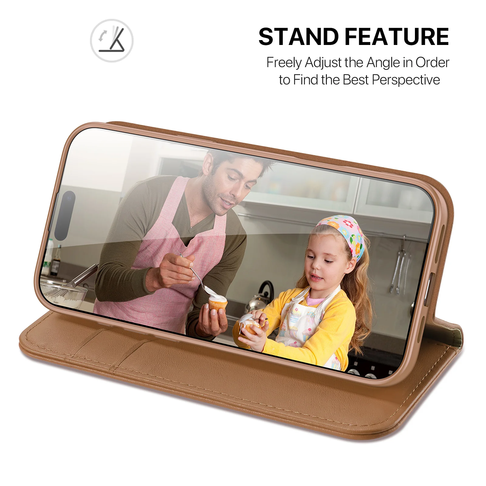 For iPhone 17 Pro Max Case DUX DUCIS Hivo Series Cowhide Leather RFID Blocking Wallet Stand Flip Phone Cover - Brown - Image 7