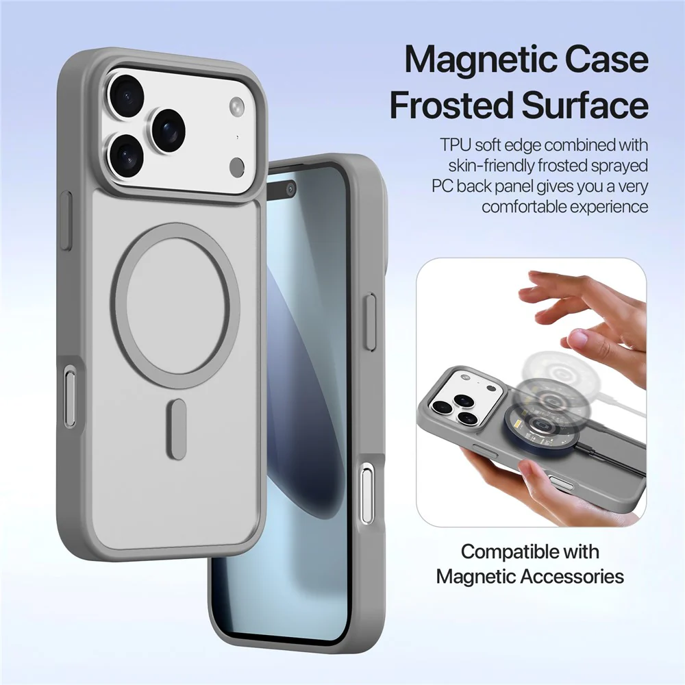 For iPhone 17 Pro Max Case DUX DUCIS Lawa Series Detachable Magnetic Cowhide Leather Cover Zipper Wallet - Grey - Image 6