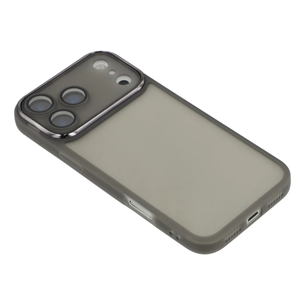 For iPhone 17 Pro Max Case Electroplated Camera Frame TPU Phone Cover - Transparent Black - Image 4