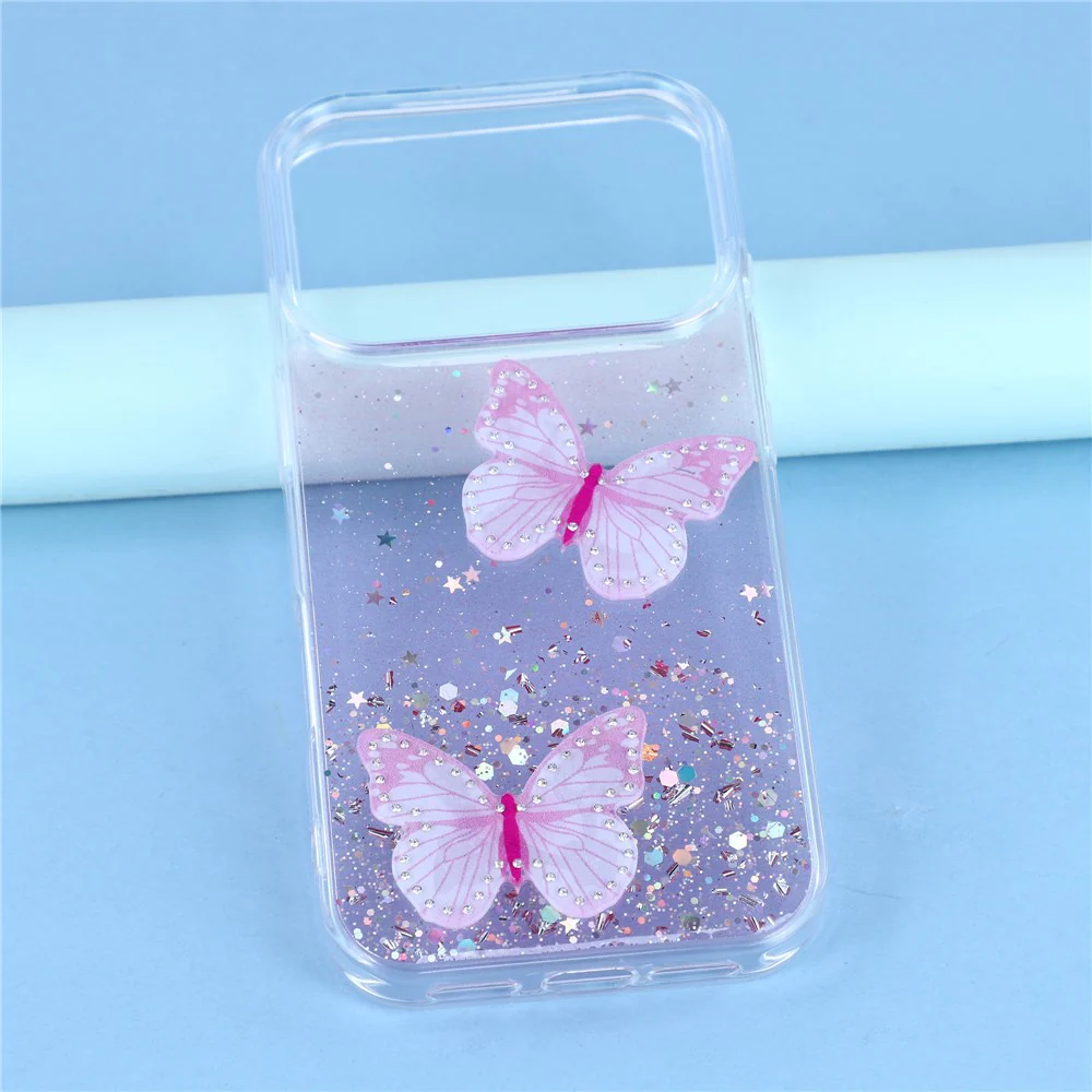 For iPhone 17 Pro Max Case Epoxy PVC Butterfly TPU Aesthetics Phone Cover - Pink - Image 6