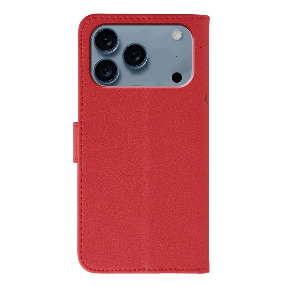 For iPhone 17 Pro Max Case Feather Imprint PU Leather Wallet Phone Cover - Red - Image 5