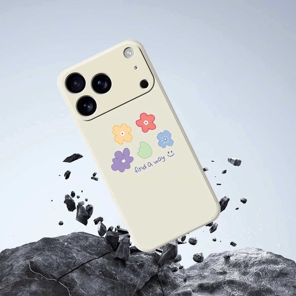 For iPhone 17 Pro Max Case Five Colors Flowers Pattern Printing Straight Edge TPU Phone Back Cover - Black - Image 7