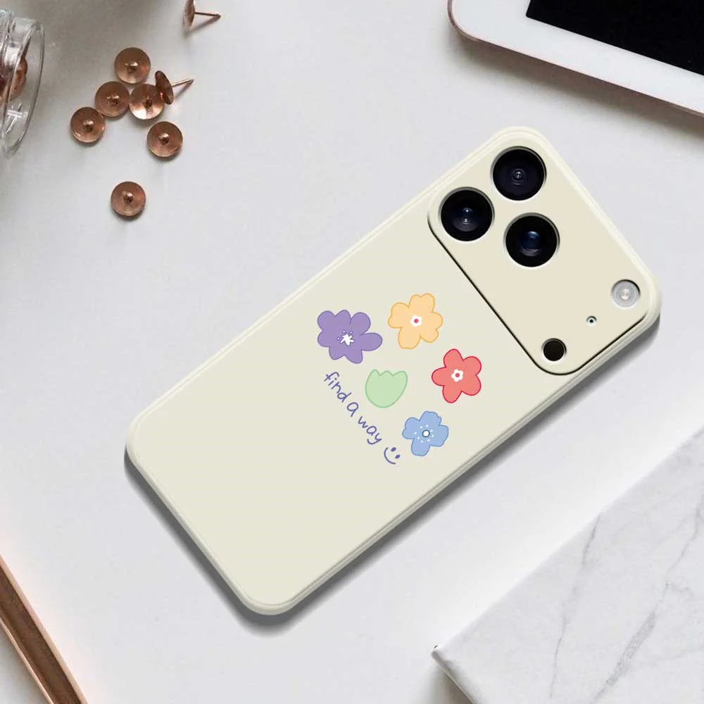 For iPhone 17 Pro Max Case Five Colors Flowers Pattern Printing Straight Edge TPU Phone Back Cover - Green - Image 8