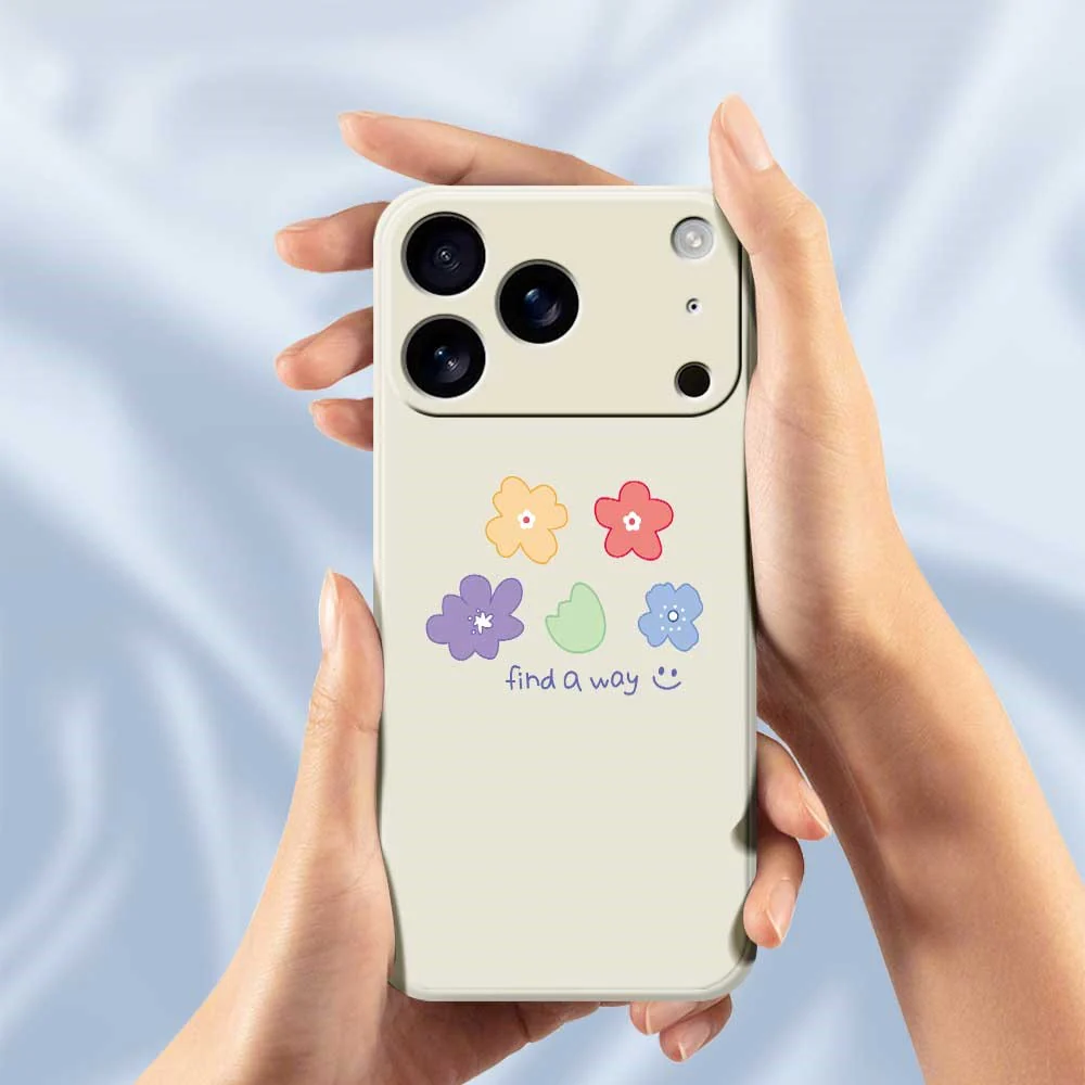 For iPhone 17 Pro Max Case Five Colors Flowers Pattern Printing Straight Edge TPU Phone Back Cover - Purple - Image 6