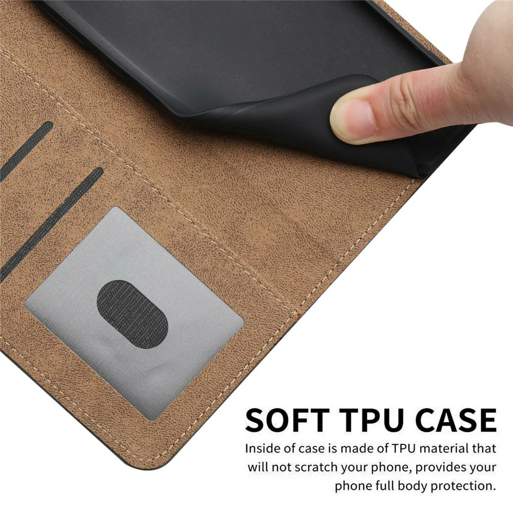 For iPhone 17 Pro Max Case Flip Leather Retro Phone Cover Lines Imprinted - Blue - Image 6
