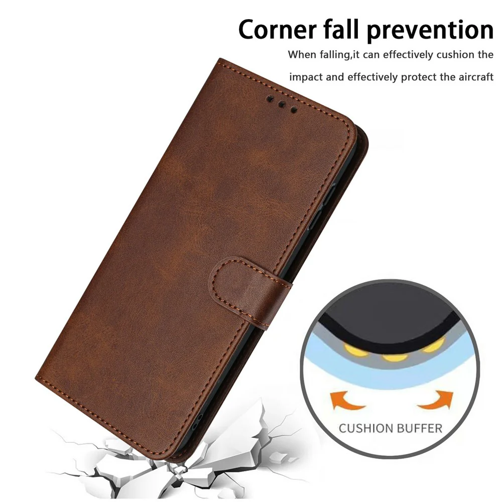 For iPhone 17 Pro Max Case Flip Stand Calf Texture PU Leather Wallet Phone Cover with Strap - Brown - Image 6