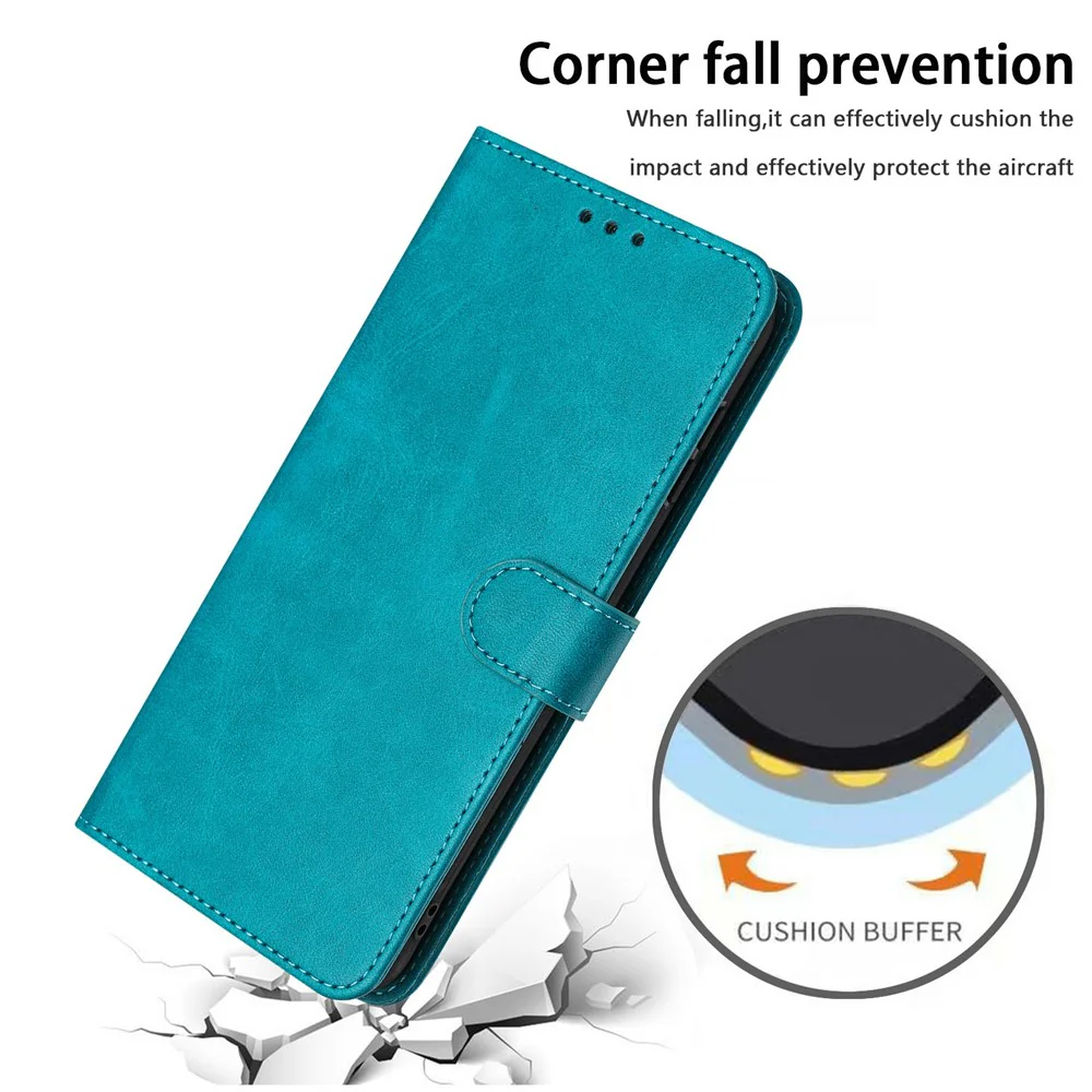 For iPhone 17 Pro Max Case Flip Stand Calf Texture PU Leather Wallet Phone Cover with Strap - Green - Image 6