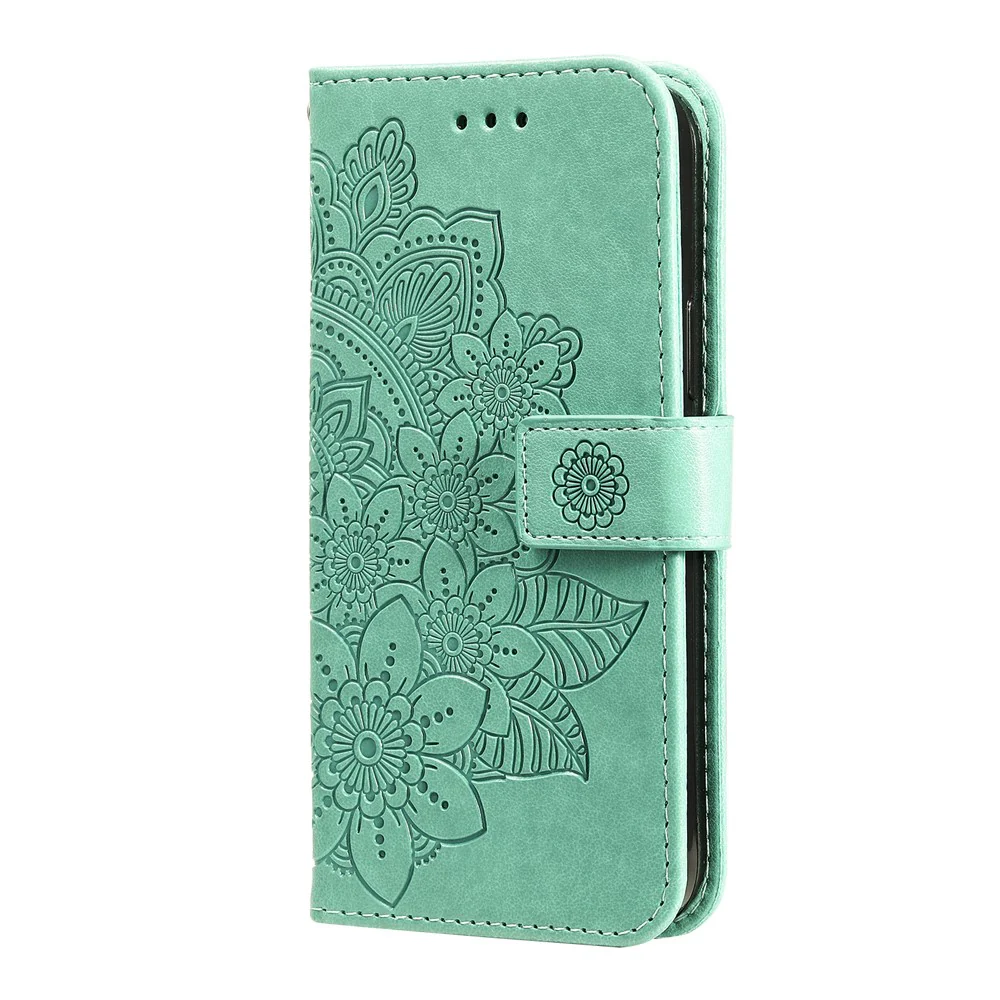 For iPhone 17 Pro Max Case Floral Pattern PU Leather Wallet Stand Phone Cover - Green - Image 4
