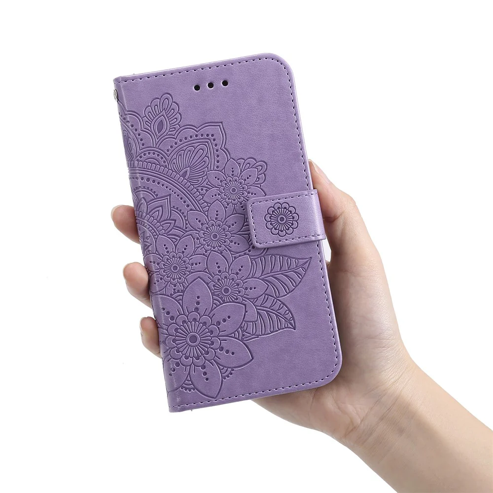 For iPhone 17 Pro Max Case Floral Pattern PU Leather Wallet Stand Phone Cover - Purple - Image 7