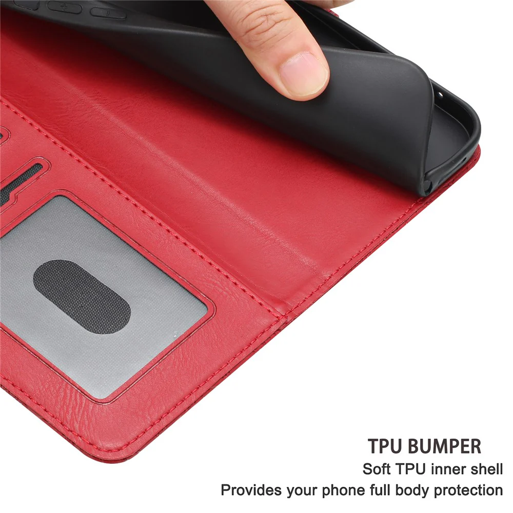 For iPhone 17 Pro Max Case Flower Imprint Leather Flip Wallet Phone Cover with Wrist Strap - Red - Image 7