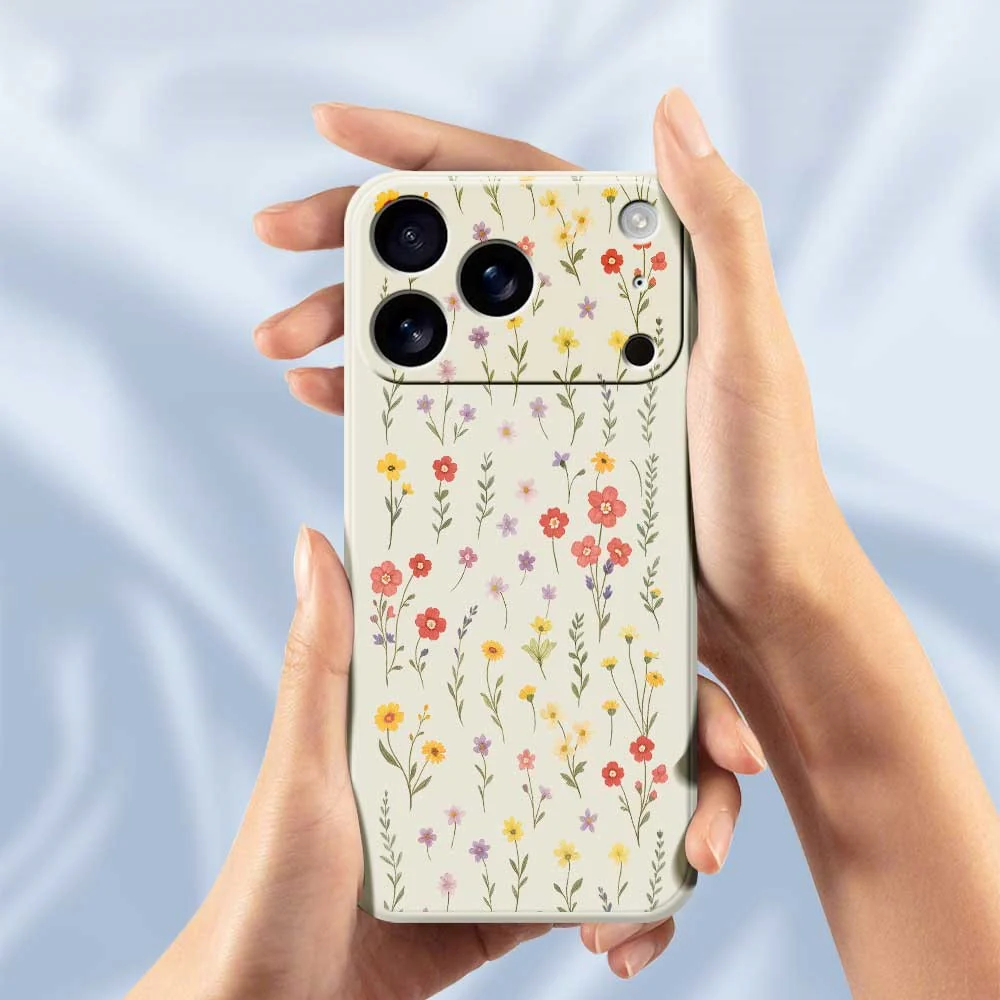 For iPhone 17 Pro Max Case Flowers and Grass Pattern Printing Straight Edge TPU Phone Back Cover - Beige - Image 4