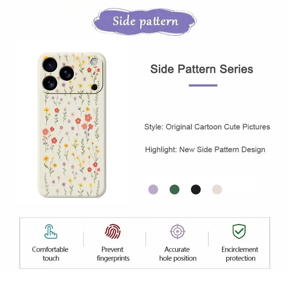 For iPhone 17 Pro Max Case Flowers and Grass Pattern Printing Straight Edge TPU Phone Back Cover - Beige - Image 7
