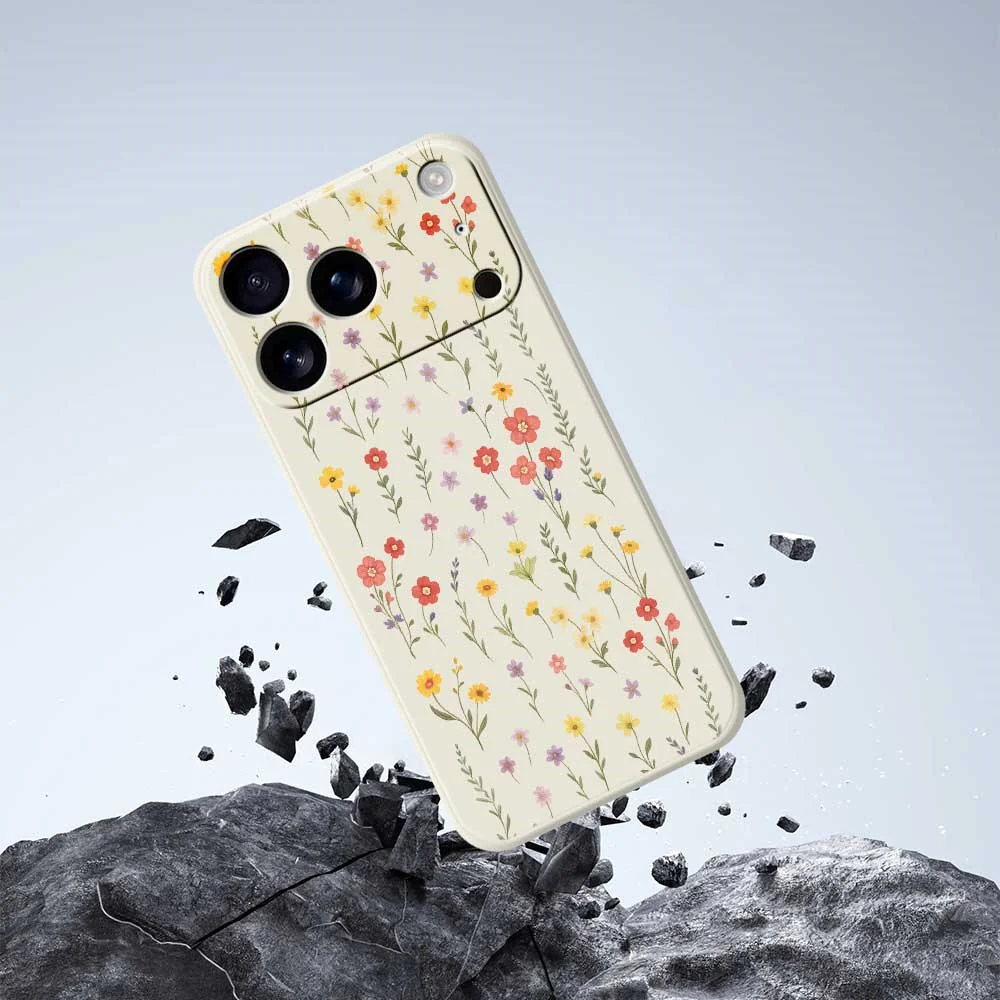 For iPhone 17 Pro Max Case Flowers and Grass Pattern Printing Straight Edge TPU Phone Back Cover - Green - Image 5