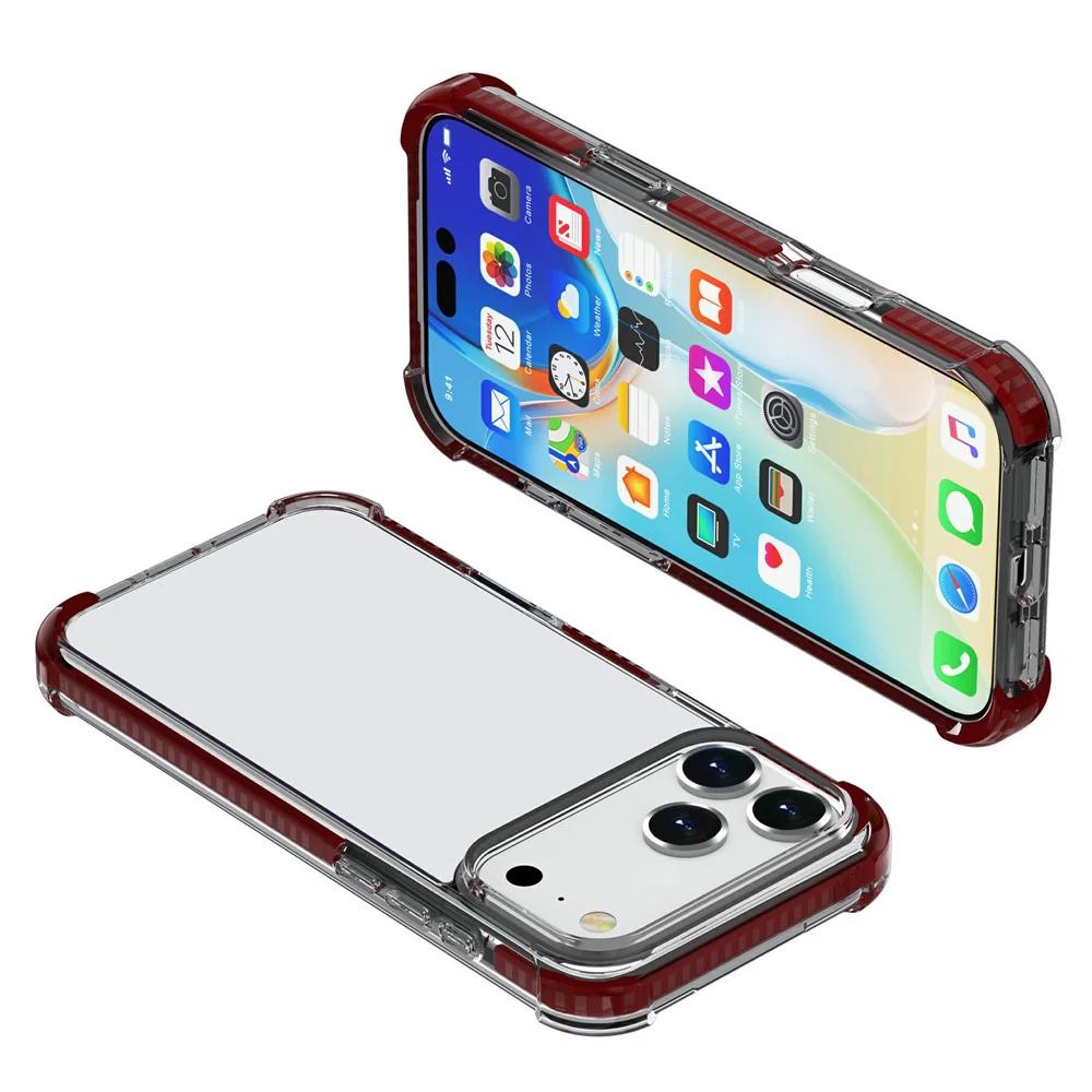 For iPhone 17 Pro Max Case Four Corners Anti Drop Clear TPU + TPE + PC Phone Cover - Transparent Brown - Image 3