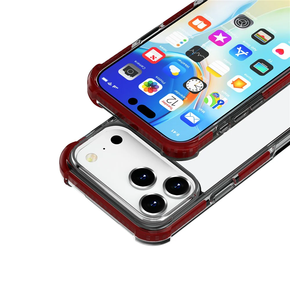 For iPhone 17 Pro Max Case Four Corners Anti Drop Clear TPU + TPE + PC Phone Cover - Transparent Brown - Image 4