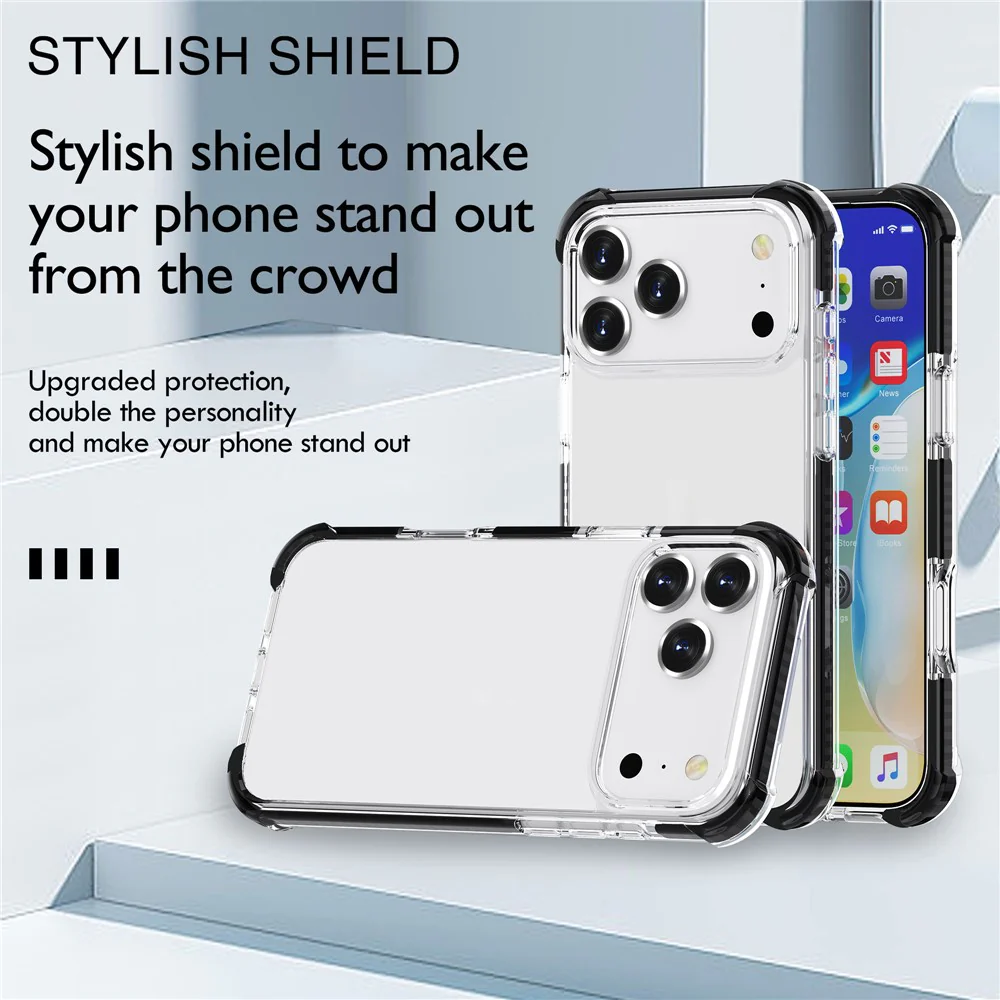 For iPhone 17 Pro Max Case Four Corners Anti Drop Clear TPU + TPE + PC Phone Cover - Transparent Brown - Image 8